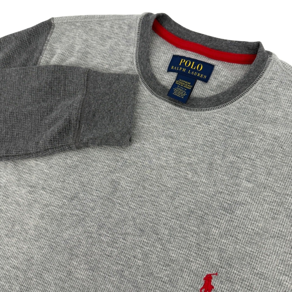 Polo Ralph Lauren Mens Grey Waffle Knit Thermal Sleepwear Top Polo USA Small